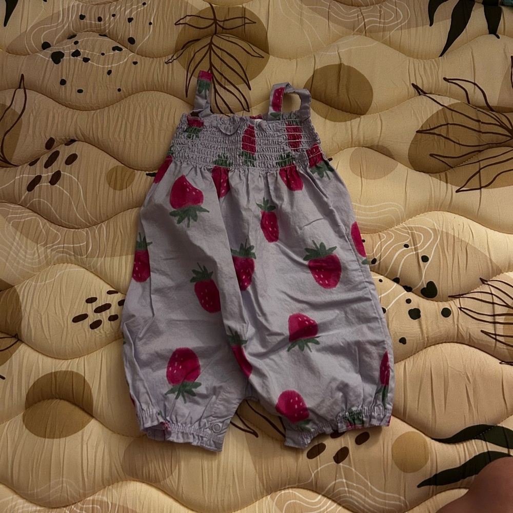 Carter's Gray Romper with Strawberry Print
